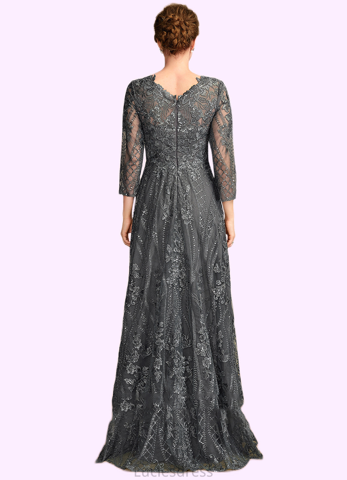 Audrey A-Line Scoop Neck Floor-Length Lace Mother of the Bride Dress With Sequins HF126P0014939