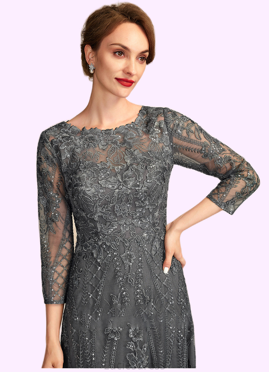 Audrey A-Line Scoop Neck Floor-Length Lace Mother of the Bride Dress With Sequins HF126P0014939