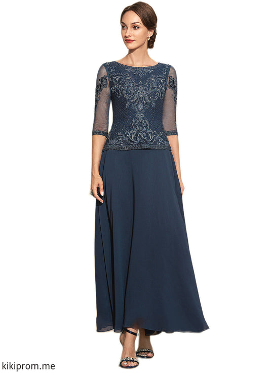 Shyanne A-Line Scoop Neck Ankle-Length Chiffon Lace Mother of the Bride Dress STF126P0014942