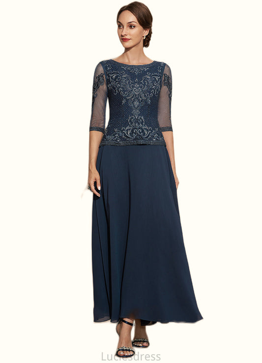 Marcie A-Line Scoop Neck Ankle-Length Chiffon Lace Mother of the Bride Dress HF126P0014942