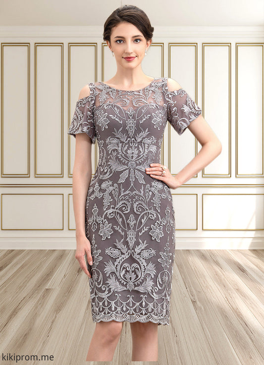 Cheryl Sheath/Column Scoop Neck Knee-Length Lace Mother of the Bride Dress STF126P0014944