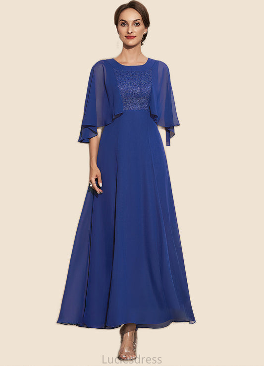 Daniela A-Line Scoop Neck Ankle-Length Chiffon Lace Mother of the Bride Dress HF126P0014953