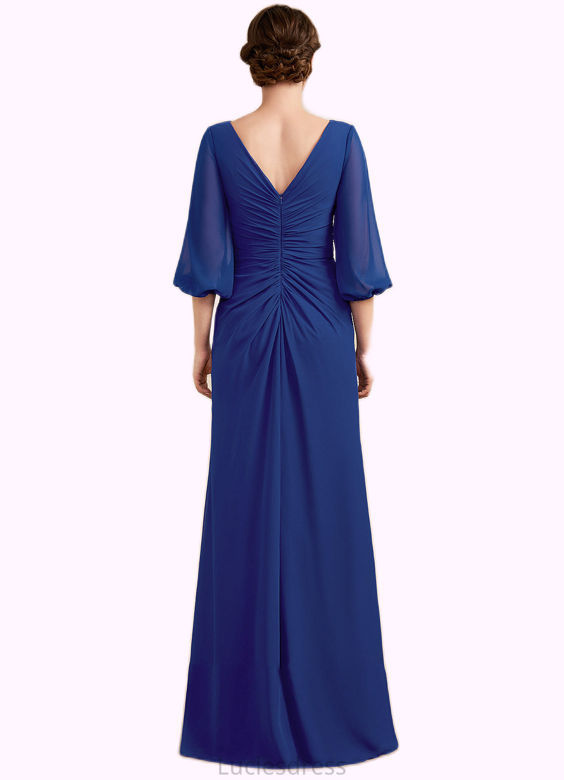 Stella A-Line Scoop Neck Floor-Length Chiffon Mother of the Bride Dress With Ruffle Beading HF126P0014963