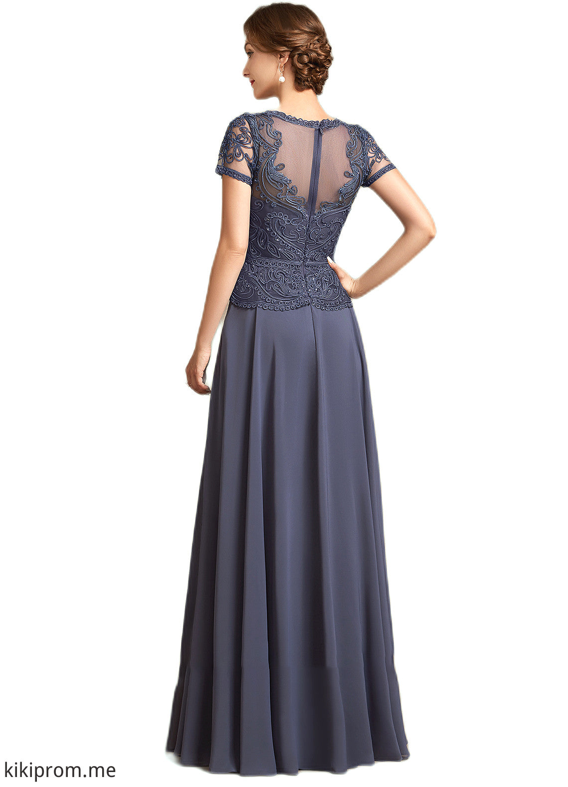 Judy A-Line V-neck Floor-Length Chiffon Lace Mother of the Bride Dress With Sequins STF126P0014964