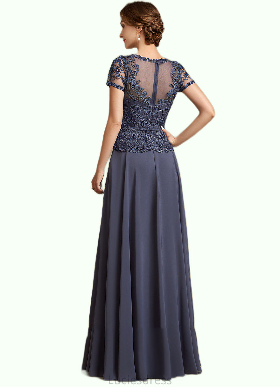 Judith A-Line V-neck Floor-Length Chiffon Lace Mother of the Bride Dress With Sequins HF126P0014964