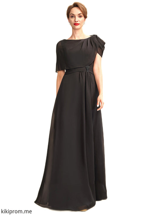 Anna A-Line Scoop Neck Floor-Length Chiffon Mother of the Bride Dress With Ruffle Beading STF126P0014970