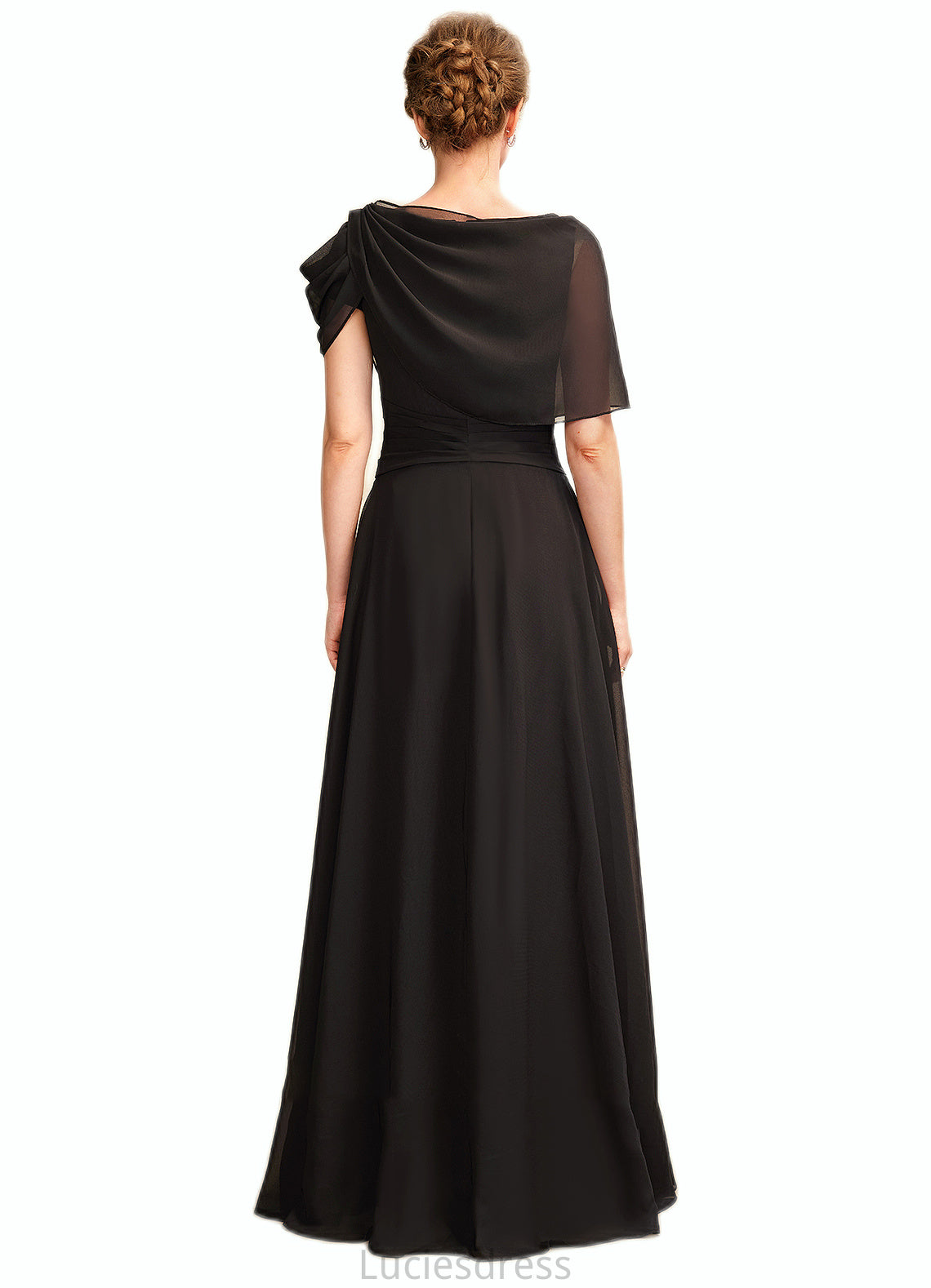 Sara A-Line Scoop Neck Floor-Length Chiffon Mother of the Bride Dress With Ruffle Beading HF126P0014970