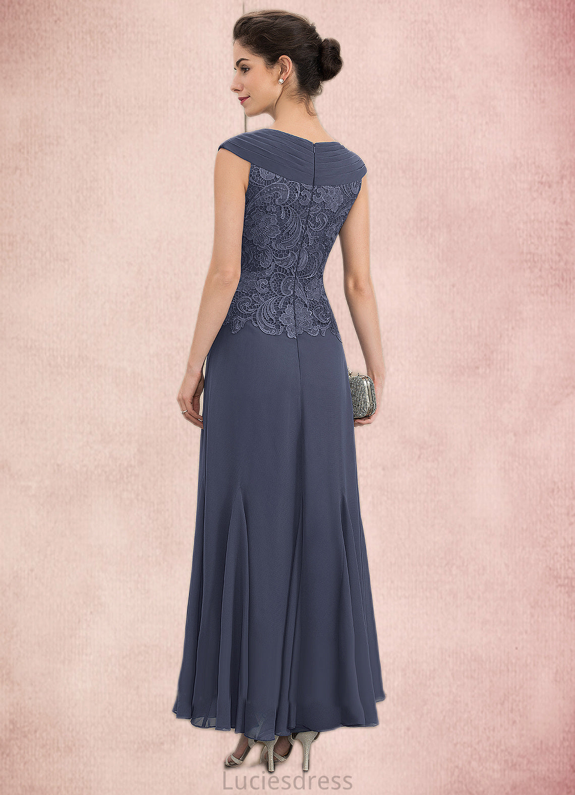 Hadassah A-Line V-neck Ankle-Length Chiffon Lace Mother of the Bride Dress With Ruffle Beading HF126P0014971