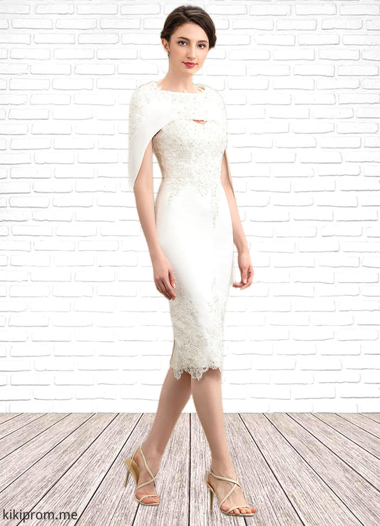 Maya Sheath/Column Sweetheart Knee-Length Lace Stretch Crepe Mother of the Bride Dress With Beading STF126P0014973