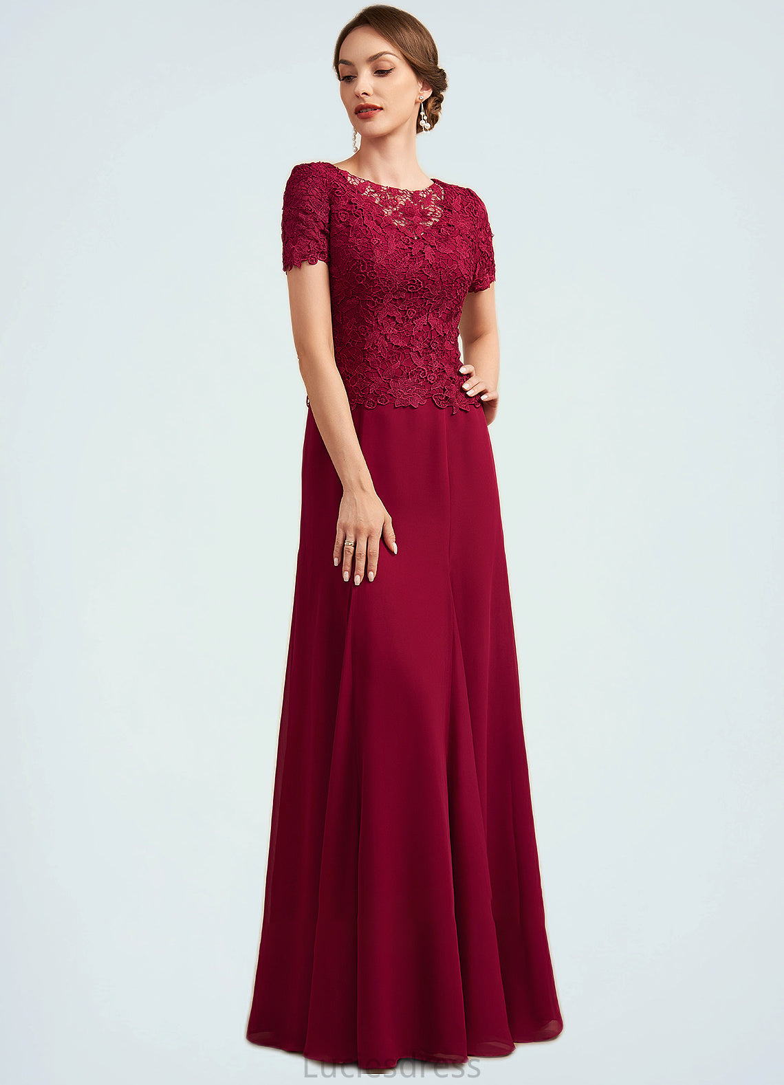 Vera Trumpet/Mermaid Scoop Neck Floor-Length Chiffon Lace Mother of the Bride Dress HF126P0014979