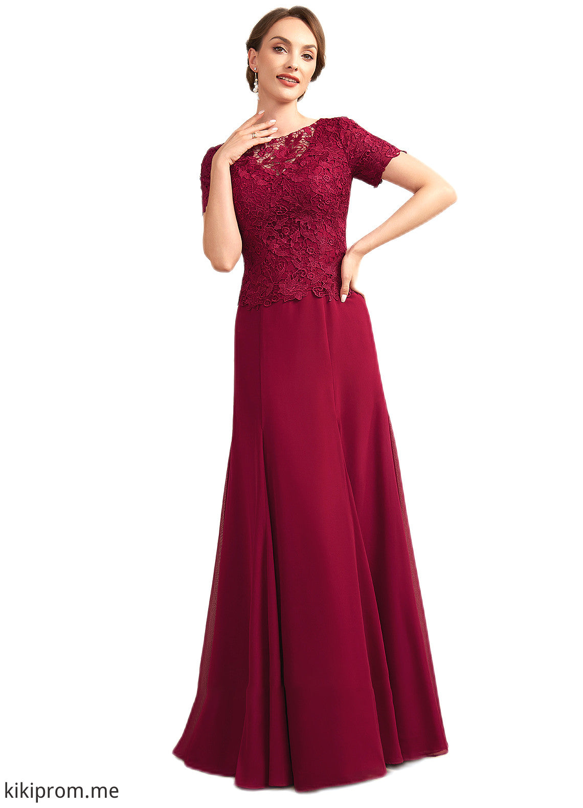 Ayanna Trumpet/Mermaid Scoop Neck Floor-Length Chiffon Lace Mother of the Bride Dress STF126P0014979