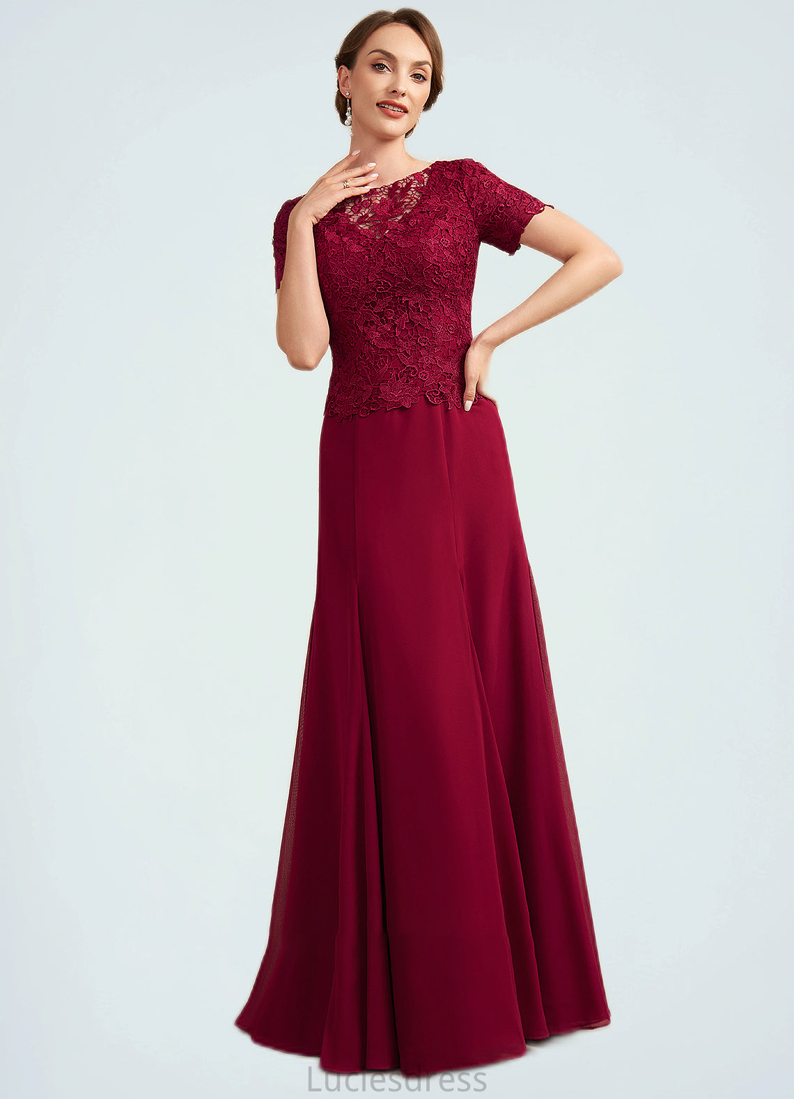 Vera Trumpet/Mermaid Scoop Neck Floor-Length Chiffon Lace Mother of the Bride Dress HF126P0014979