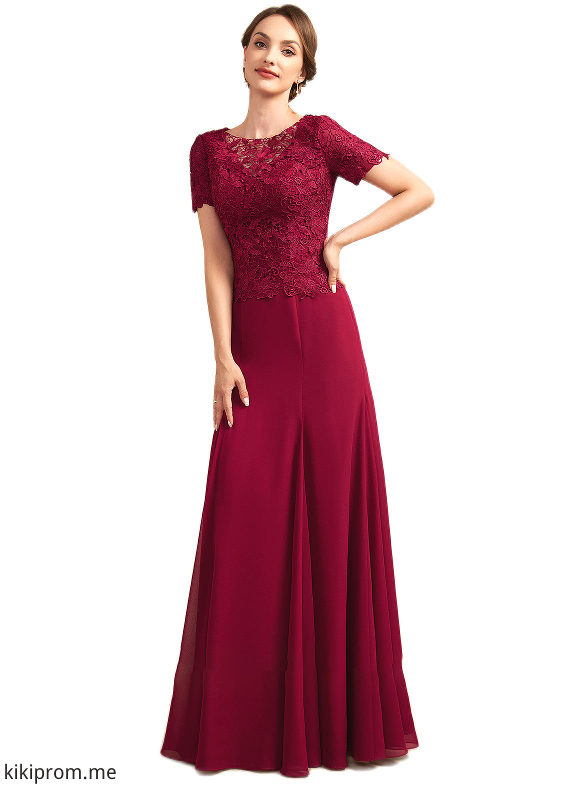 Ayanna Trumpet/Mermaid Scoop Neck Floor-Length Chiffon Lace Mother of the Bride Dress STF126P0014979