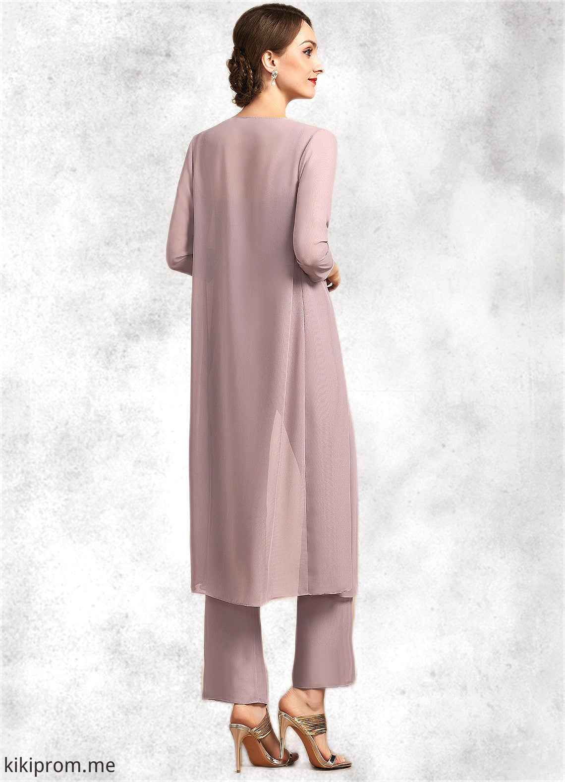 Lilia Jumpsuit/Pantsuit Square Neckline Ankle-Length Chiffon Mother of the Bride Dress With Ruffle STF126P0014984