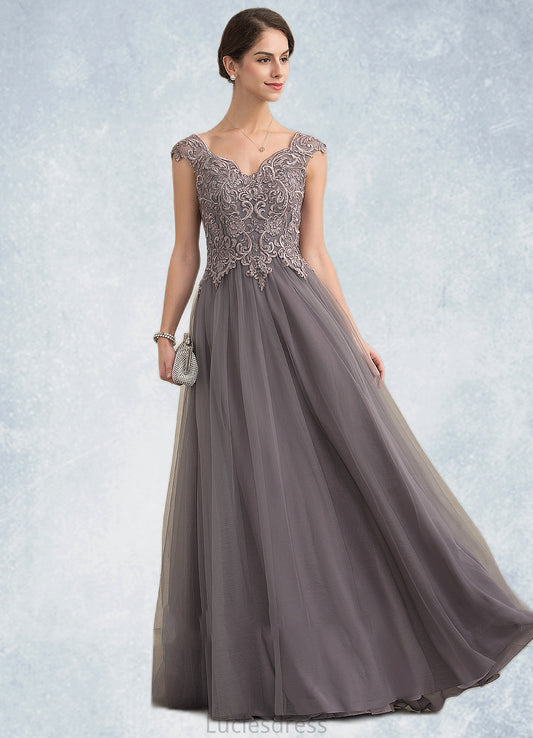 Naomi A-Line/Princess V-neck Floor-Length Tulle Lace Mother of the Bride Dress With Sequins HF126P0014985