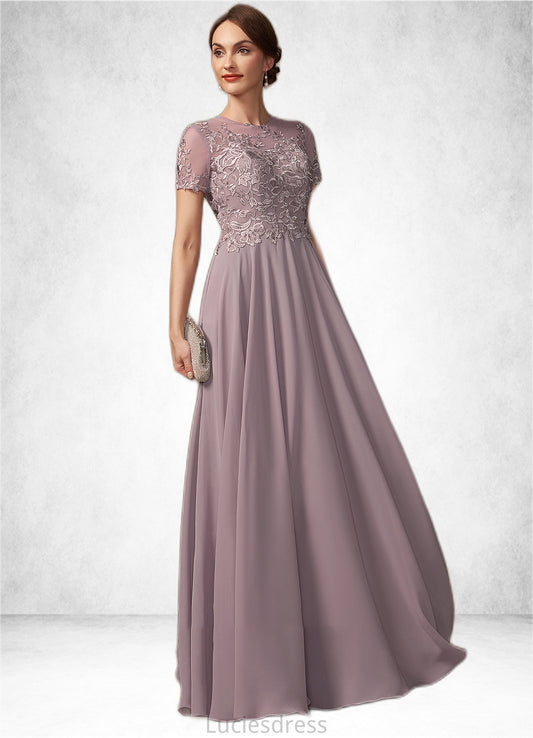 Isabella A-Line Scoop Neck Floor-Length Chiffon Lace Mother of the Bride Dress With Beading Sequins HF126P0014987