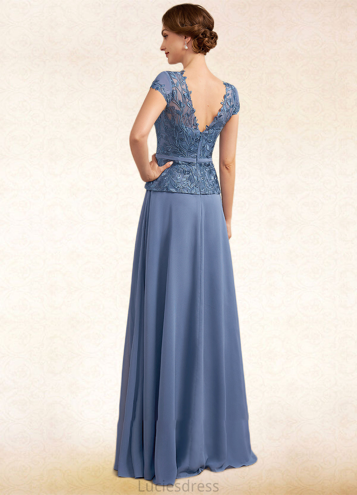 Norma A-Line Scoop Neck Floor-Length Chiffon Lace Mother of the Bride Dress HF126P0014989