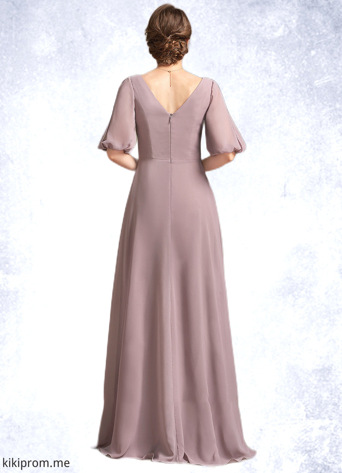 Matilda A-Line V-neck Floor-Length Chiffon Mother of the Bride Dress With Ruffle STF126P0014992