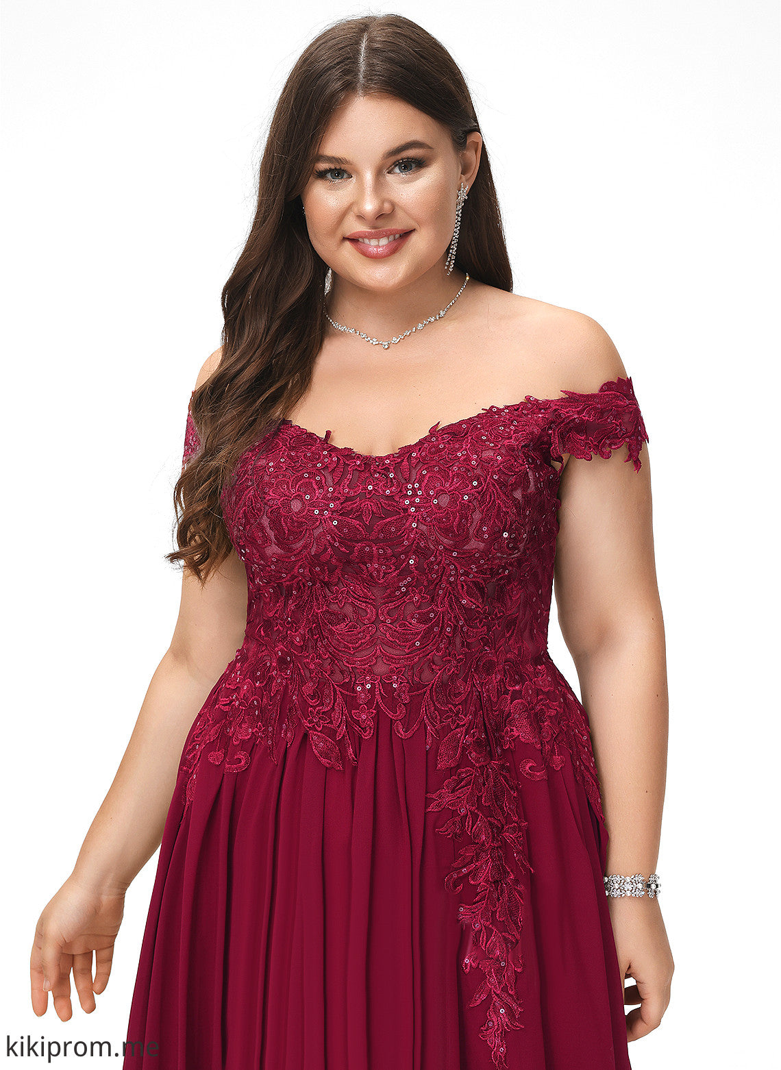 With Prom Dresses Finley Off-the-Shoulder Chiffon Train Sequins Sweep A-Line