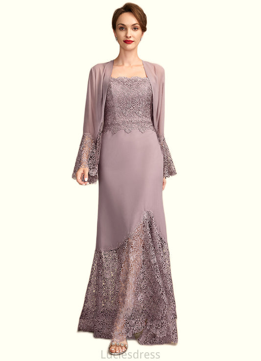 Aria Trumpet/Mermaid Square Neckline Asymmetrical Chiffon Lace Mother of the Bride Dress HF126P0015001