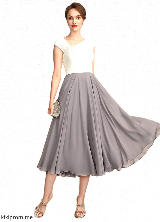 Sophie A-Line V-neck Tea-Length Chiffon Mother of the Bride Dress With Ruffle Beading Sequins STF126P0015016