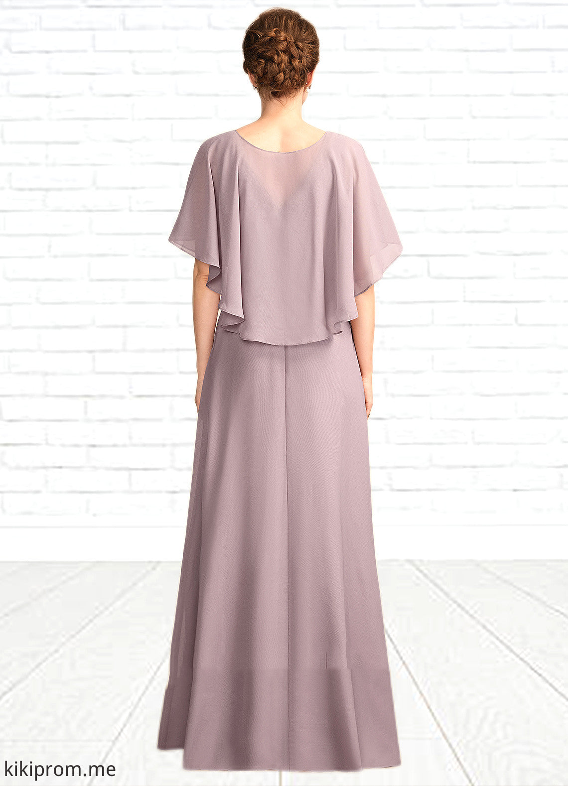 Alexa A-Line V-neck Floor-Length Chiffon Mother of the Bride Dress With Ruffle STF126P0015026