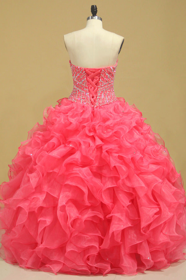 2024 Beautiful Quinceanera Beaded Bodice Sweetheart Floor Length Ruffle Skirt P9PMMZB9