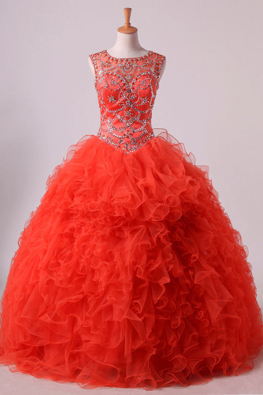 2024 Scoop Quinceanera Dresses Tulle Ball Gown Floor Length PDHRN1TY