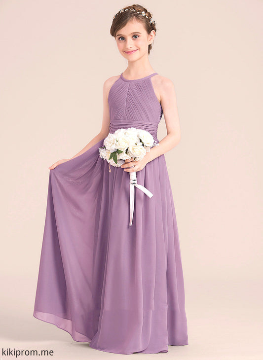 Sleeveless Cassandra Scoop Girl Back - With A-Line Hole Dress Flower Girl Dresses Neck Chiffon Floor-length Flower