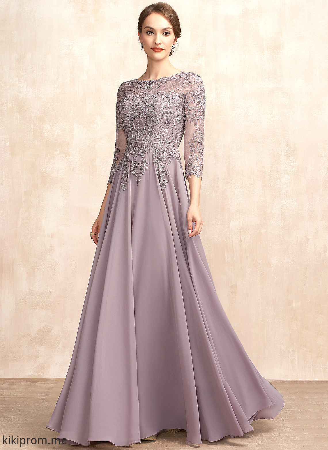 Chiffon Lace Floor-Length Dress Scoop the Mother of the Bride Dresses A-Line Mother Neck Sequins With Bride Fatima of