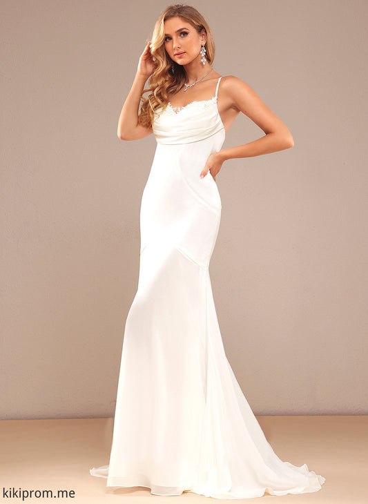 Hedda V-neck Train Wedding Wedding Dresses Trumpet/Mermaid Dress Lace Sweep With Chiffon