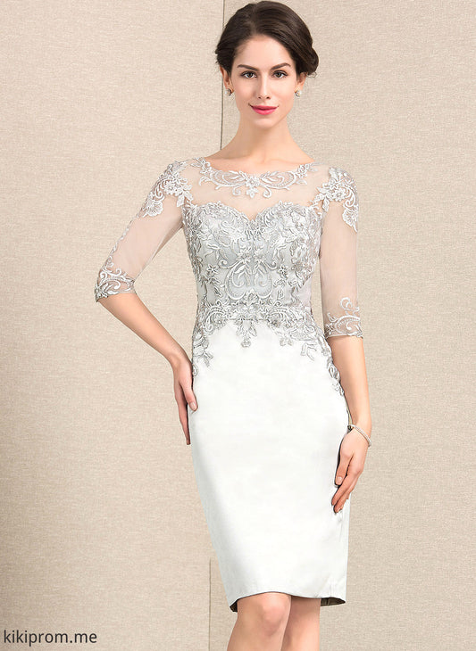 Sheath/Column Scoop Mother of the Bride Dresses Bride Knee-Length Mother Olga Dress Lace the Satin Neck of