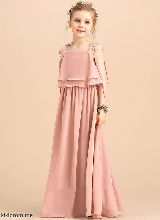 Chiffon Floor-length Flower Neckline/Straps A-Line Square Sleeveless Dress Beryl Flower Girl Dresses Girl -