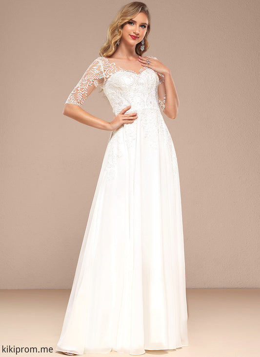 Wedding Wedding Dresses A-Line Lace Dress Floor-Length Chiffon Jaylah V-neck