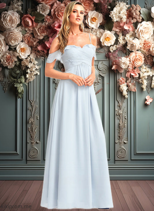 Ashleigh A-line Cold Shoulder Floor-Length Chiffon Bridesmaid Dress With Ruffle HFP0025723