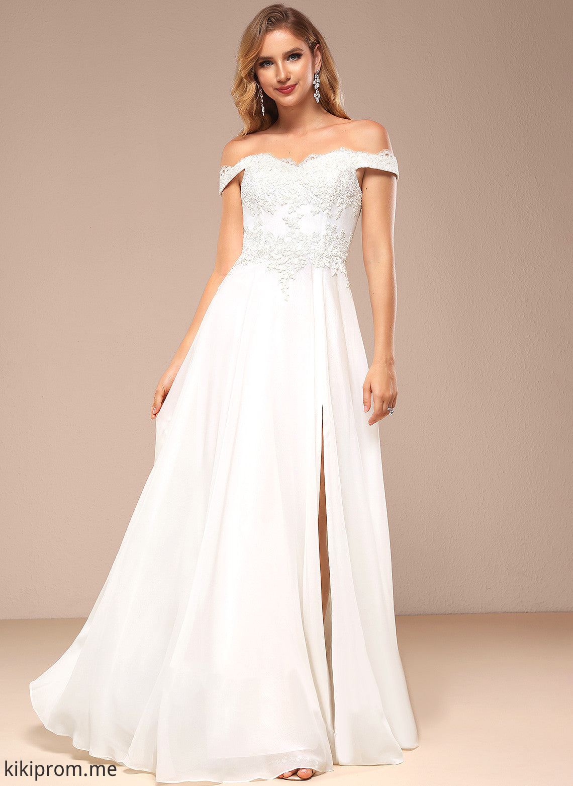 Dress Off-the-Shoulder Floor-Length Sequins Wedding Dresses Wedding Chiffon A-Line Alejandra With Lace