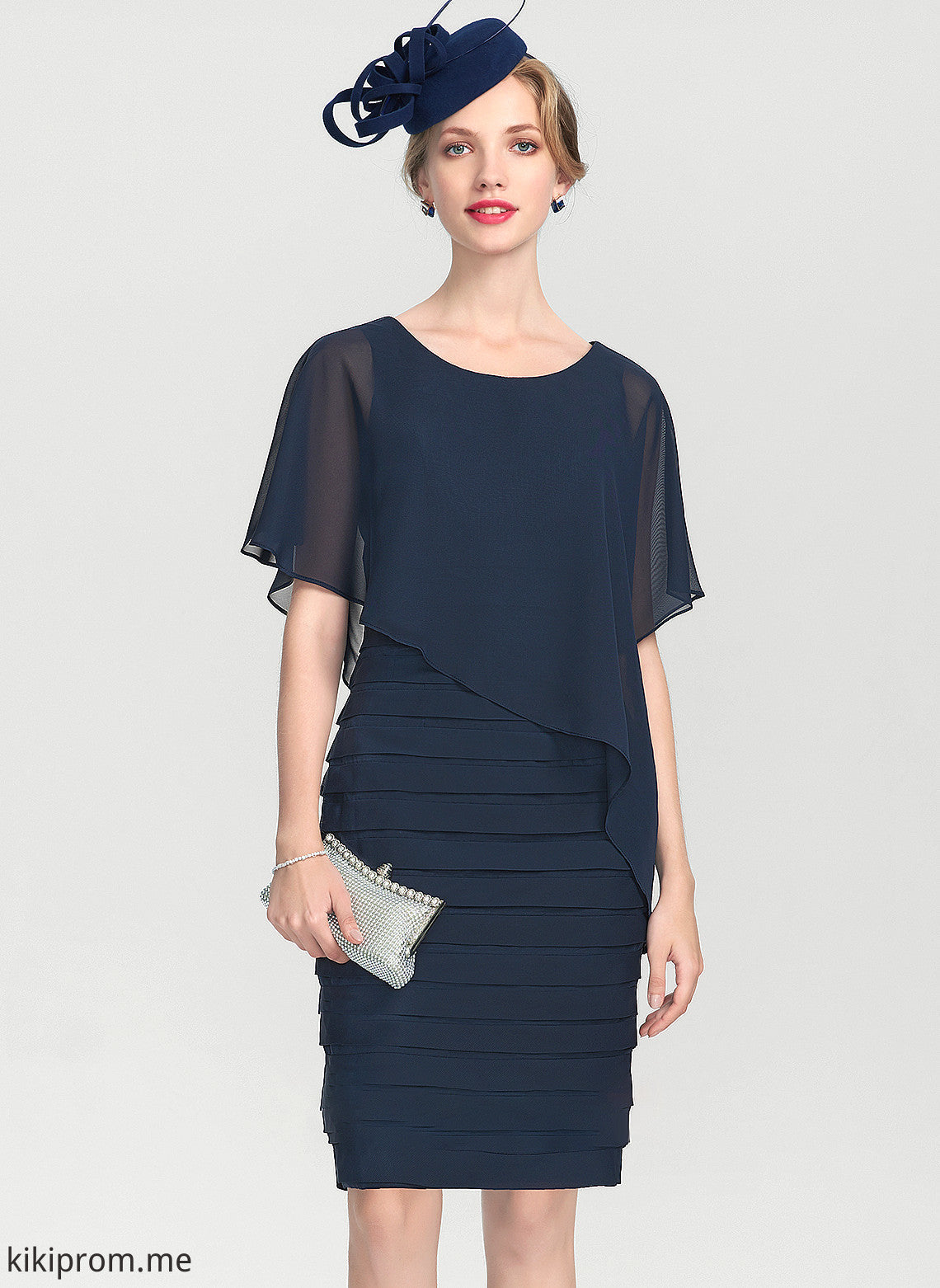 Mother Sheath/Column the Knee-Length Neck Dress Chiffon With Scoop of Mother of the Bride Dresses Ruffle Jayla Bride