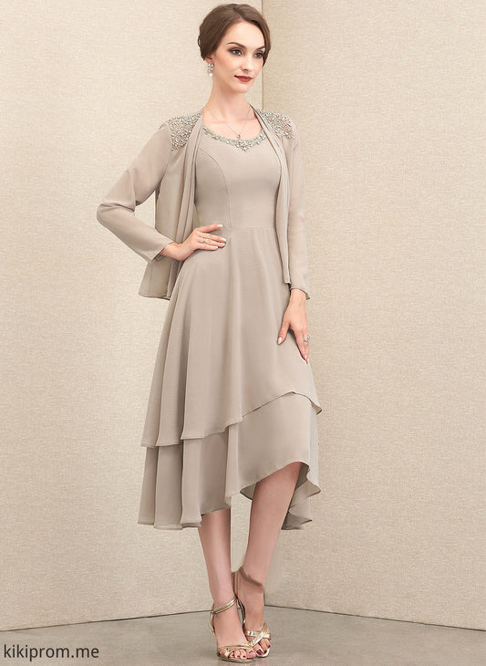 Mother of the Bride Dresses A-Line Asymmetrical Sequins Beading Chiffon the of Scoop Bride With Neck Dress Izabelle Mother