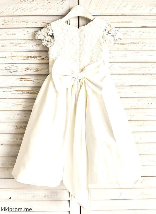 Flower Girl Dresses Scoop Lace/Bow(s) A-Line Flower With Dress Knee-length Sleeveless Neck - Satin Tessa Girl