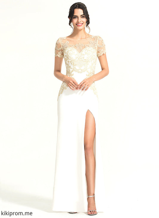 Neck Wedding Dresses Split Crepe Dress Floor-Length Front Stretch Braelyn Lace With Scoop Wedding Sheath/Column