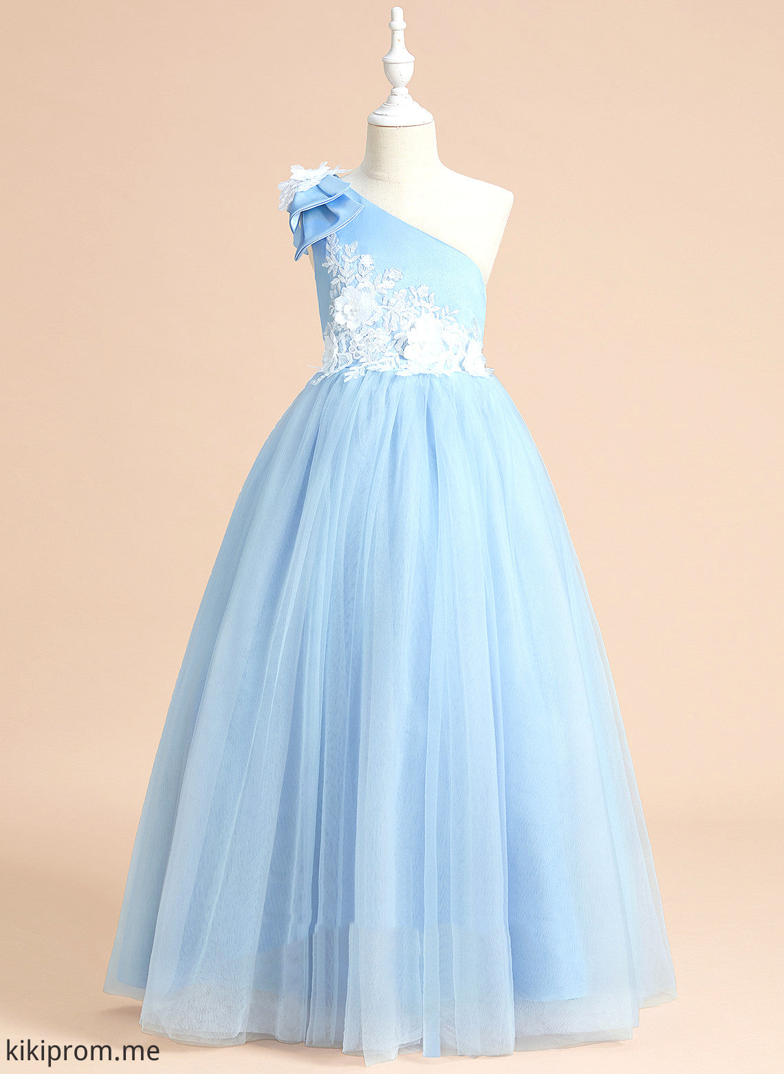 Girl - Floor-length Ball-Gown/Princess One-Shoulder Lia Sleeveless With Flower Dress Flower Girl Dresses Satin/Tulle Lace/Bow(s)