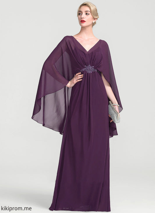 the Ruffle Dress Beading With V-neck Mother of the Bride Dresses Bride of Katelyn Floor-Length A-Line Mother Chiffon