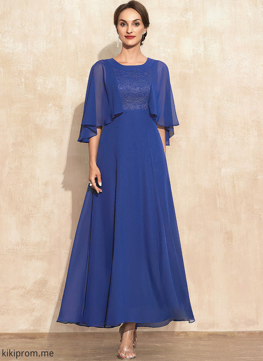 Maggie of Mother of the Bride Dresses Scoop A-Line Dress Lace Ankle-Length Neck Mother Bride Chiffon the