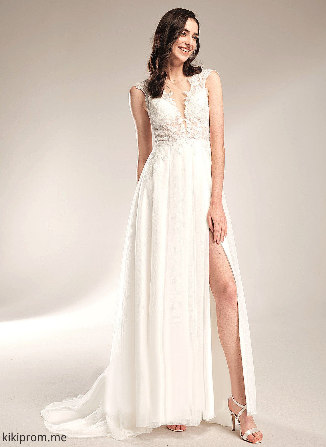 Dress A-Line V-neck With Wedding Dresses Lace Sequins Hedda Court Train Wedding Tulle