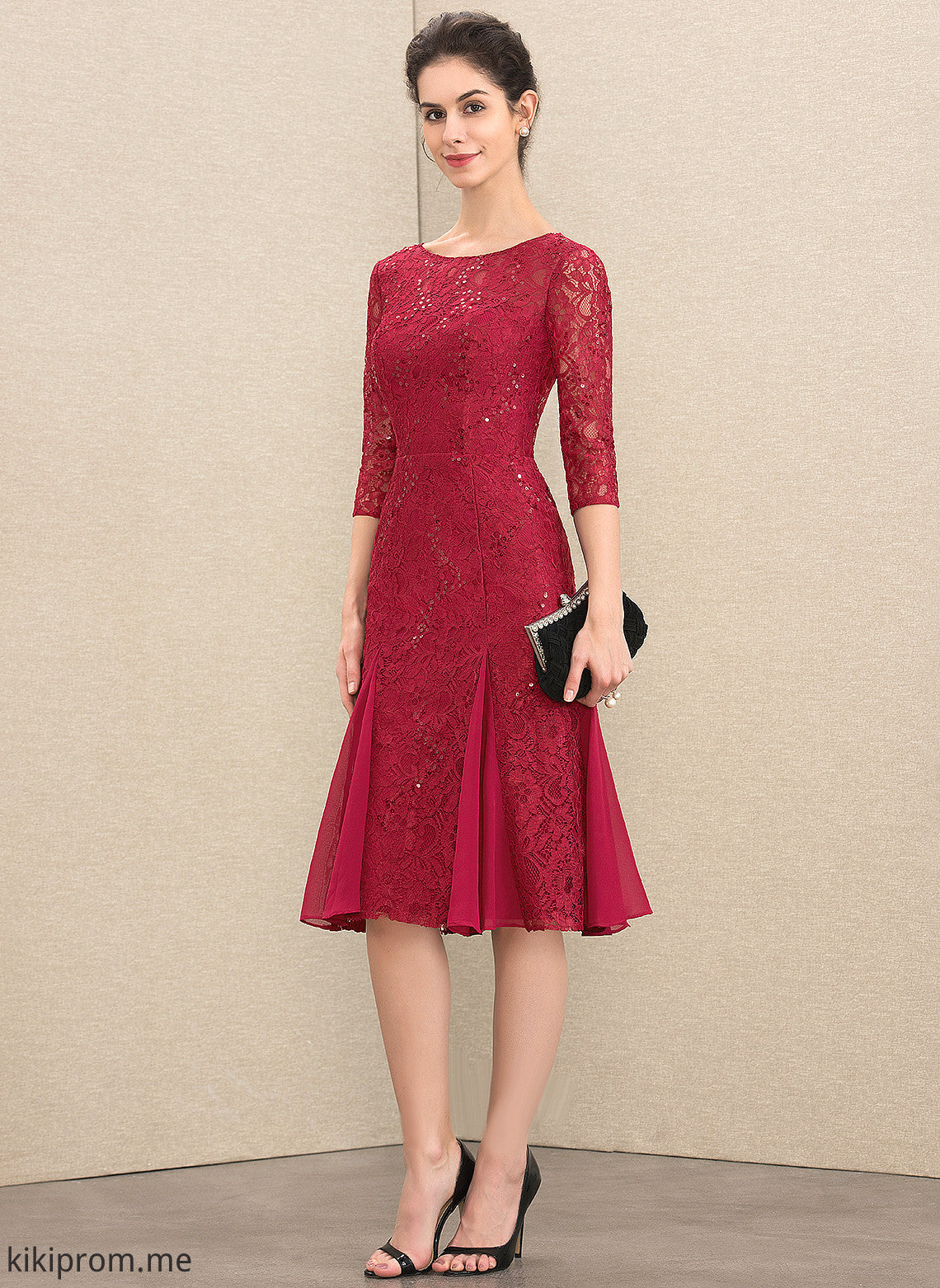 Mother Neck A-Line the Scoop With Stacy Knee-Length Mother of the Bride Dresses Lace Dress Sequins of Bride