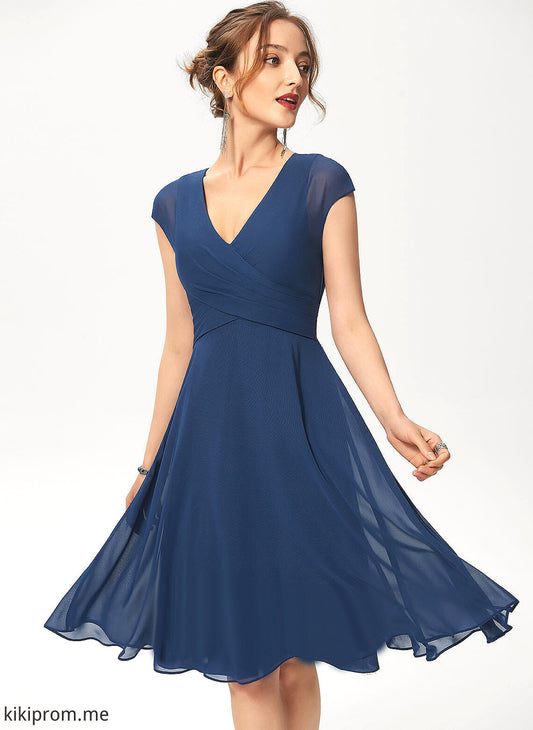 Ruffle With V-neck Dress Chiffon Knee-Length Homecoming Dresses Homecoming A-Line Daniela