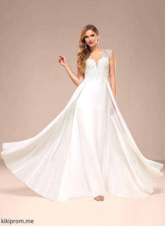 Train A-Line Marcie Lace Chiffon Dress V-neck Sweep Wedding Wedding Dresses