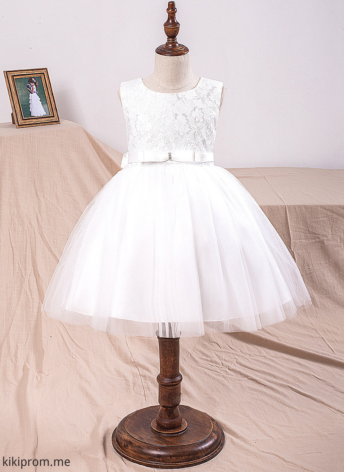 Scoop Flower Girl Dresses Sleeveless Neck Melanie Dress Ball-Gown/Princess Girl Bow(s) Knee-length With Flower Tulle/Lace