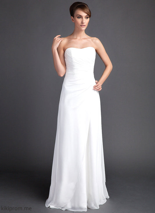 With Wedding Dresses Train Ruffle Chiffon Dress Sheath/Column Virginia Wedding Sweep Sweetheart