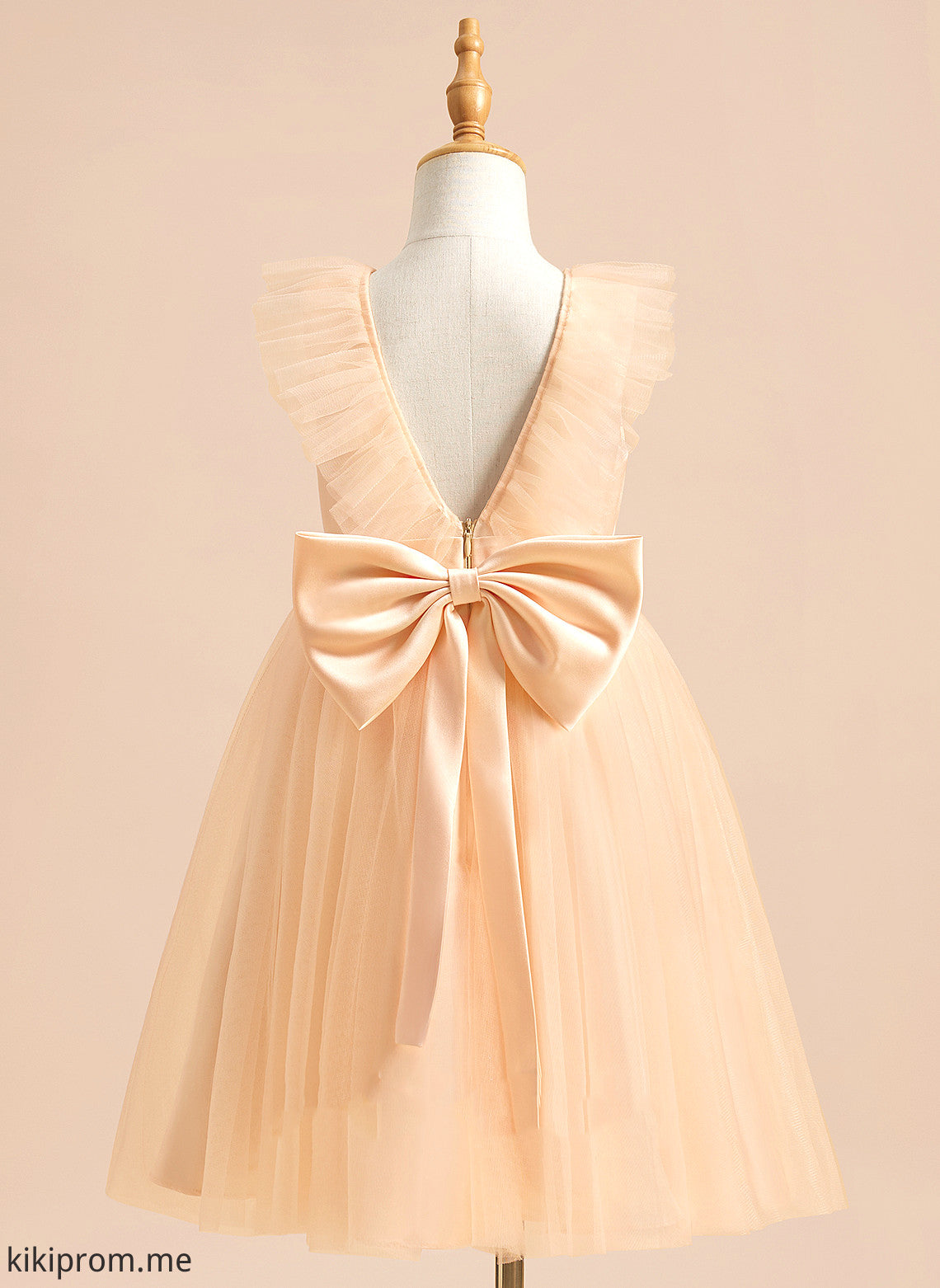 Girl Dress Mila With Neck Sleeveless Bow(s) Flower Girl Dresses Scoop Tulle - Flower A-Line Knee-length